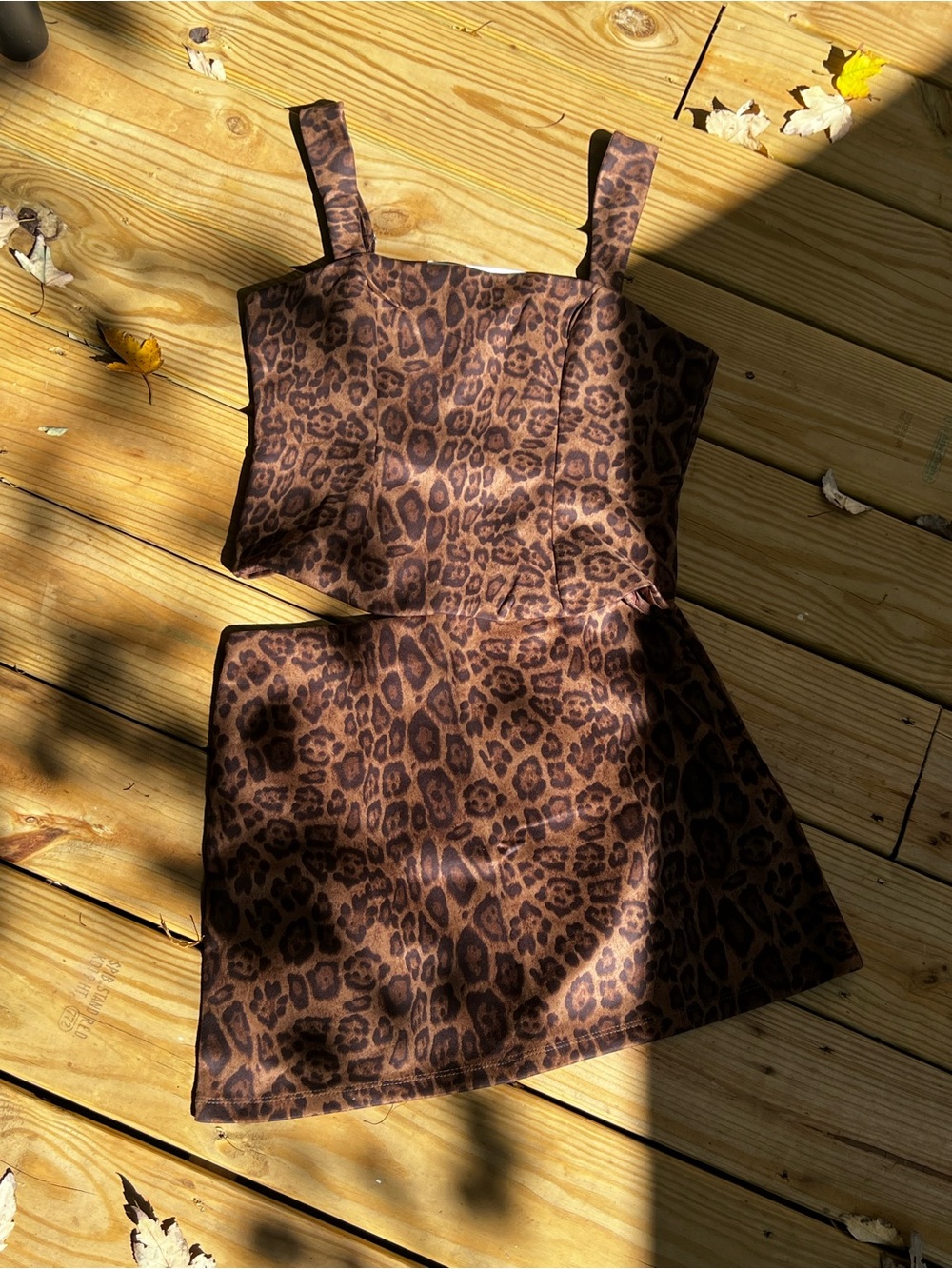 Women's Leopard Print Skirt Set - Brown Animal Print